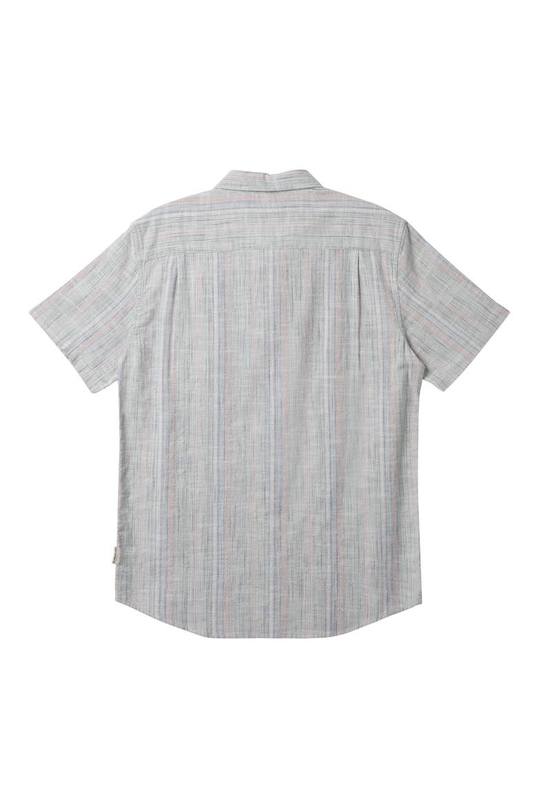 Pyke Stripe Short Sleeve Organic Cotton Button-Up Shirt, Alternate, color, BLUE FOG SPRAY SLUB