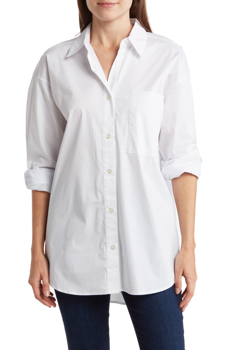 Calvin Klein Jeans Boyfriend Poplin Button-Up Shirt, Main, color,