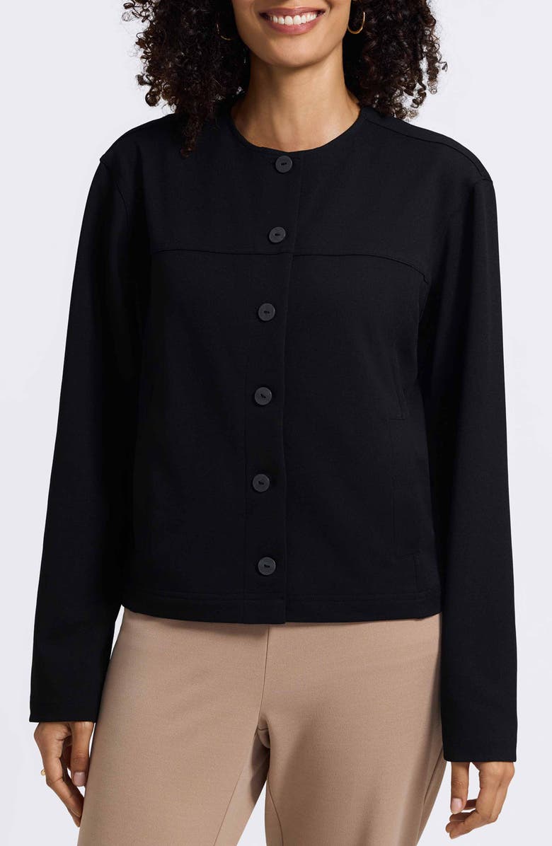 Foxcroft Valerie Crepe Knit Jacket, Alternate, color, Black