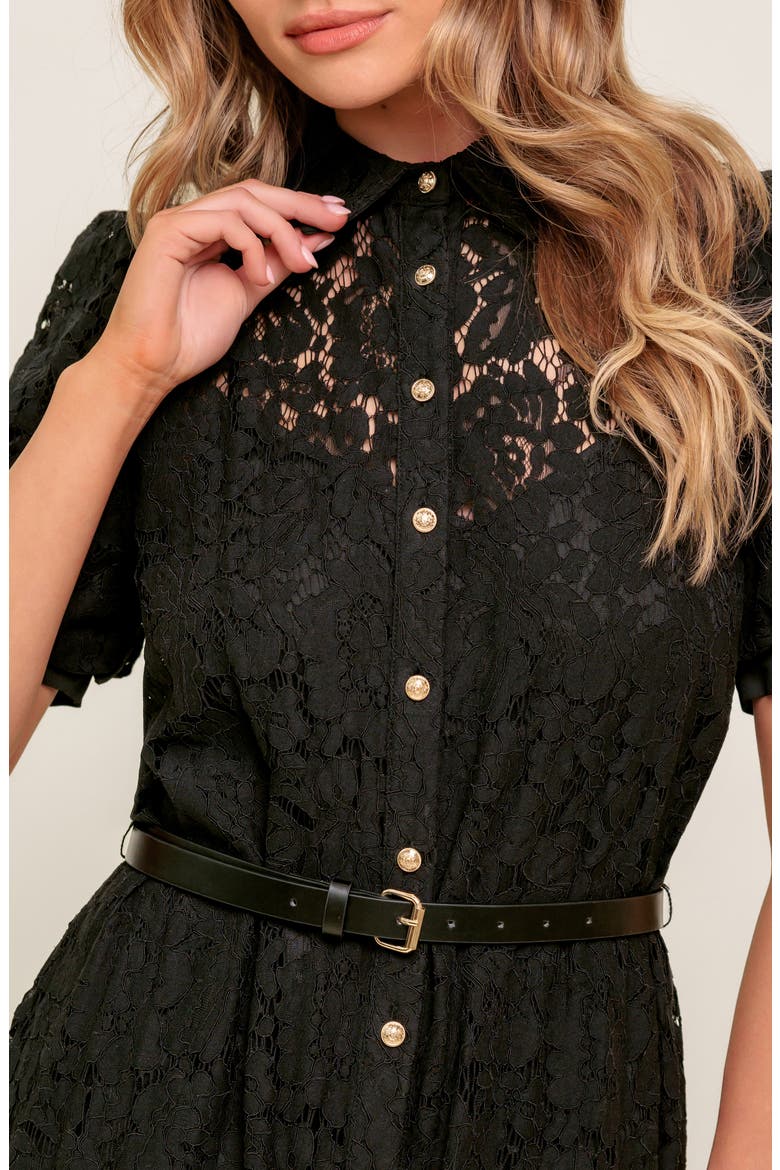Lace Midi Dress, Alternate, color, BLACK