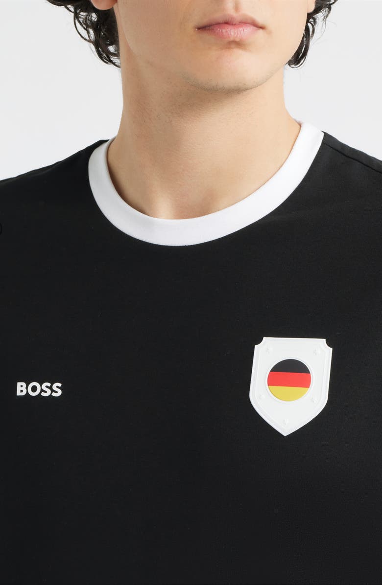 BOSS Lux Stretch Cotton Graphic T-Shirt, Alternate, color, Germany / Black