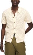 Lucky Brand Openwork Knit Cotton Button-Up Shirt