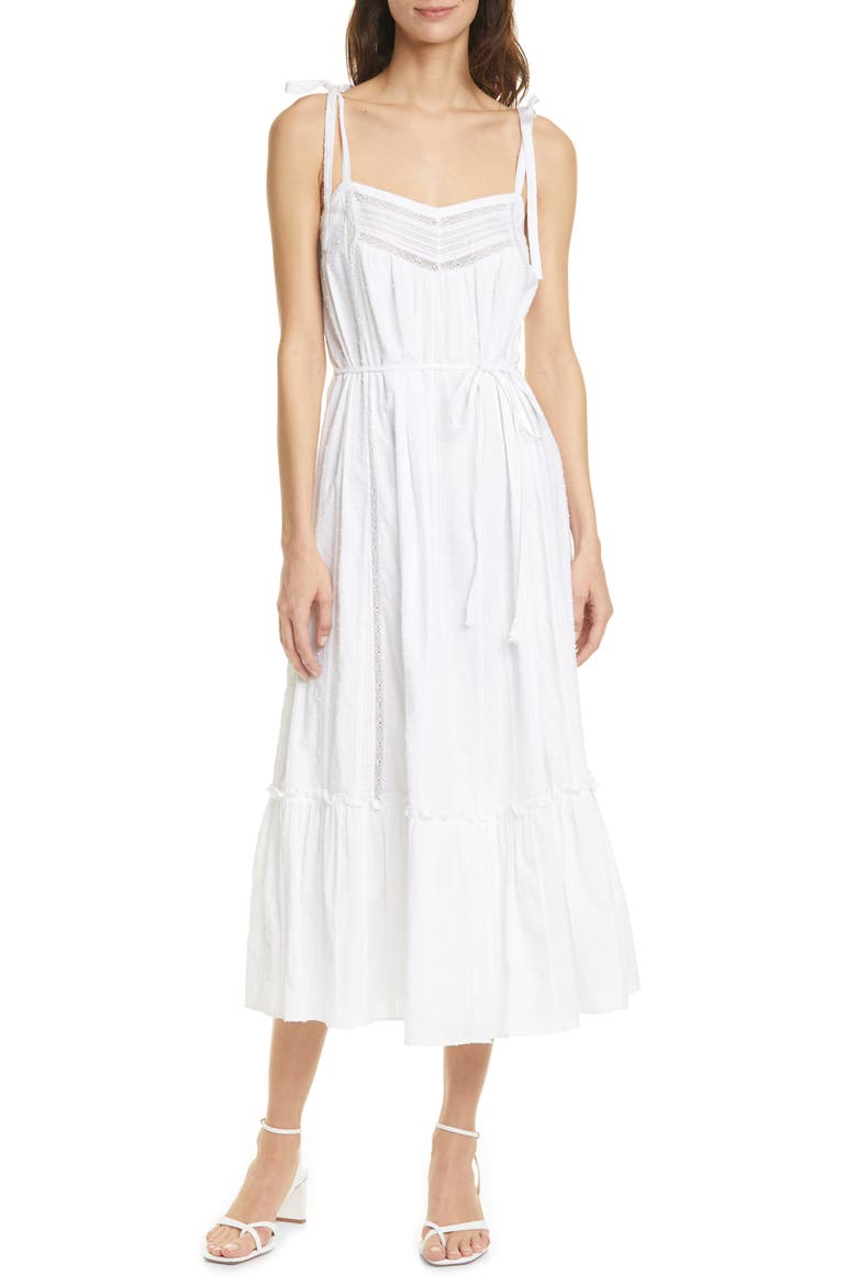 Kelsey Clip Dot Cotton Sundress, Main, color, MILK