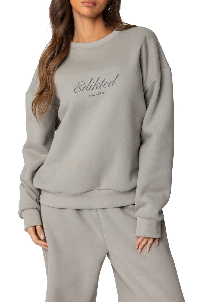 Get Edikted Crewneck Sweatshirt, Main, color, GRAY