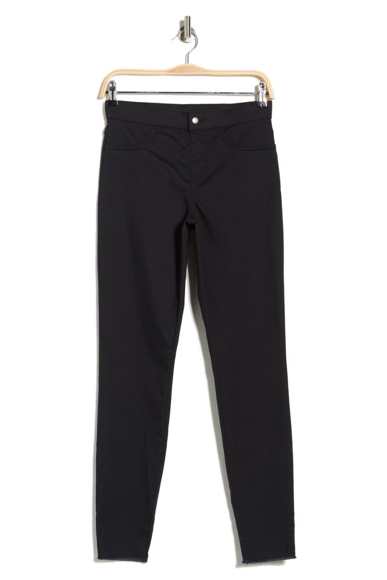 Fray Hem Denim Leggings, Alternate, color, BLACK