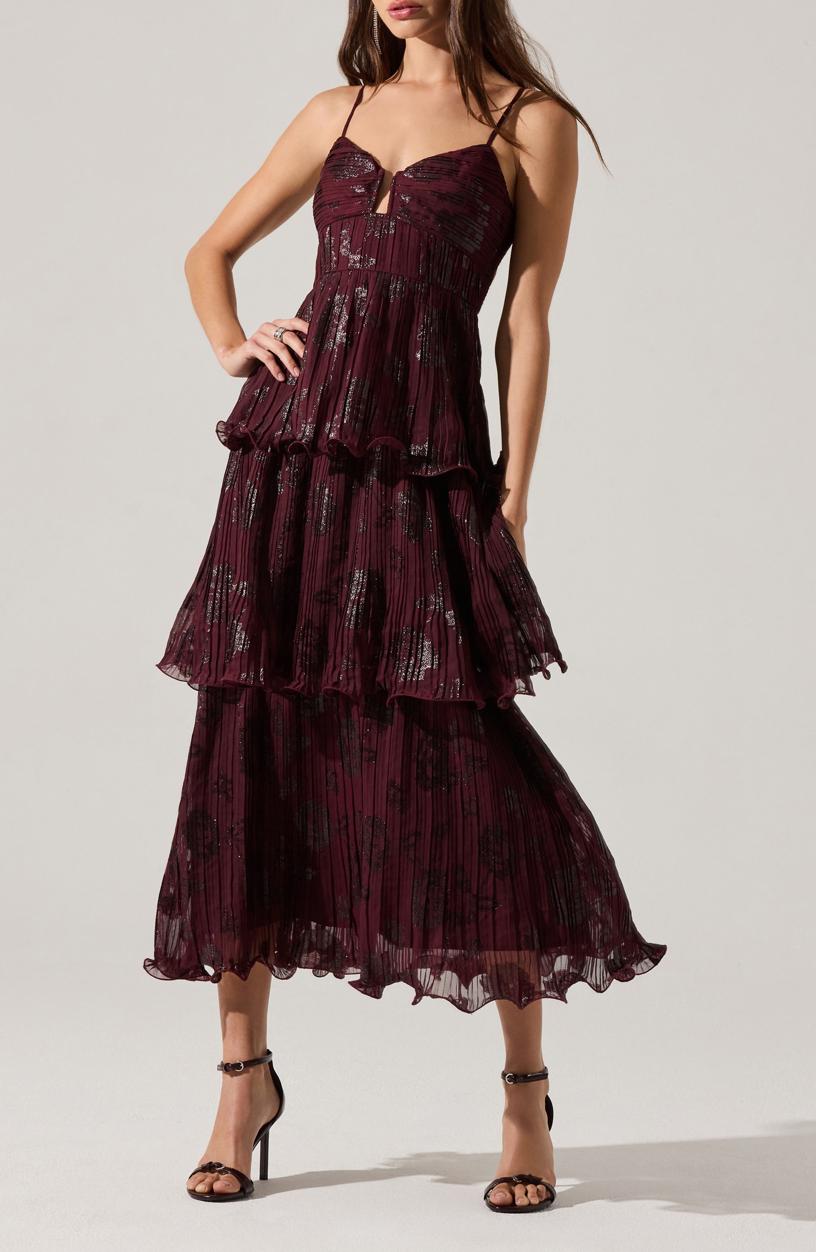 Lupin Pleated Tiered Midi Dress