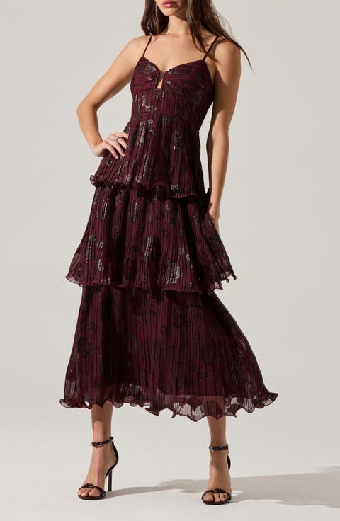 Lupin Pleated Tiered Midi Dress