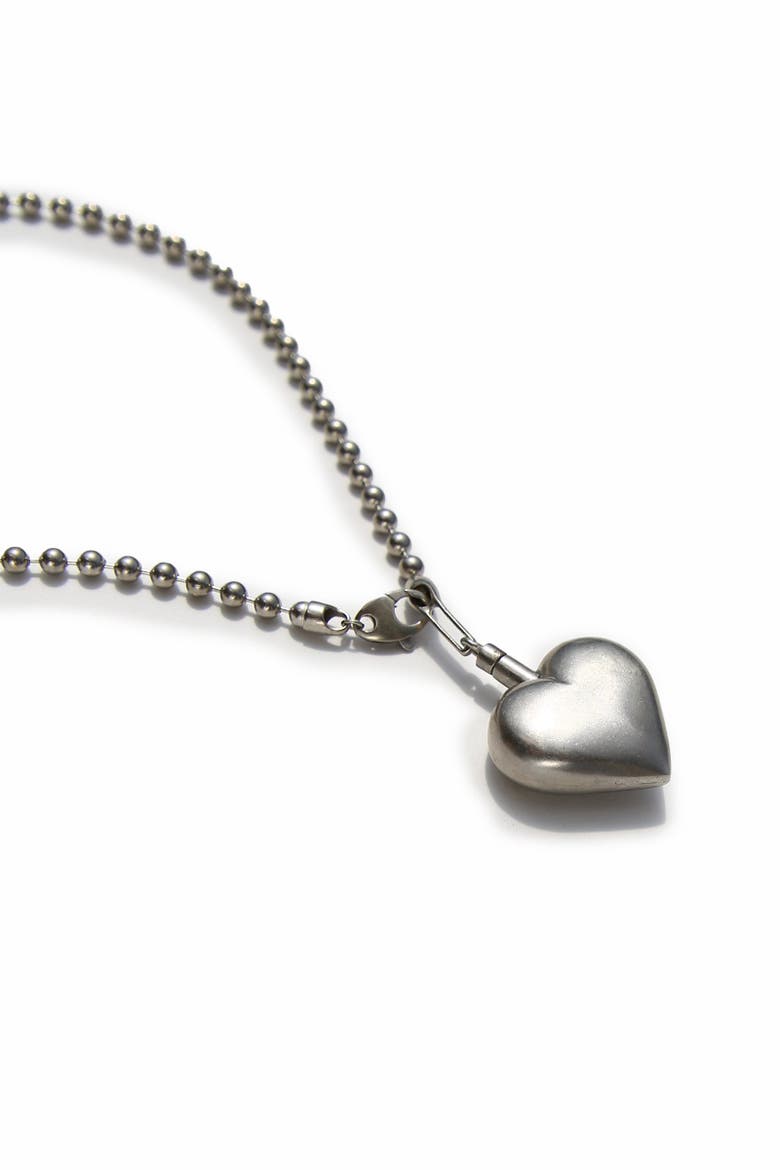 Puffed Heart Necklace II, Alternate, color, Silver