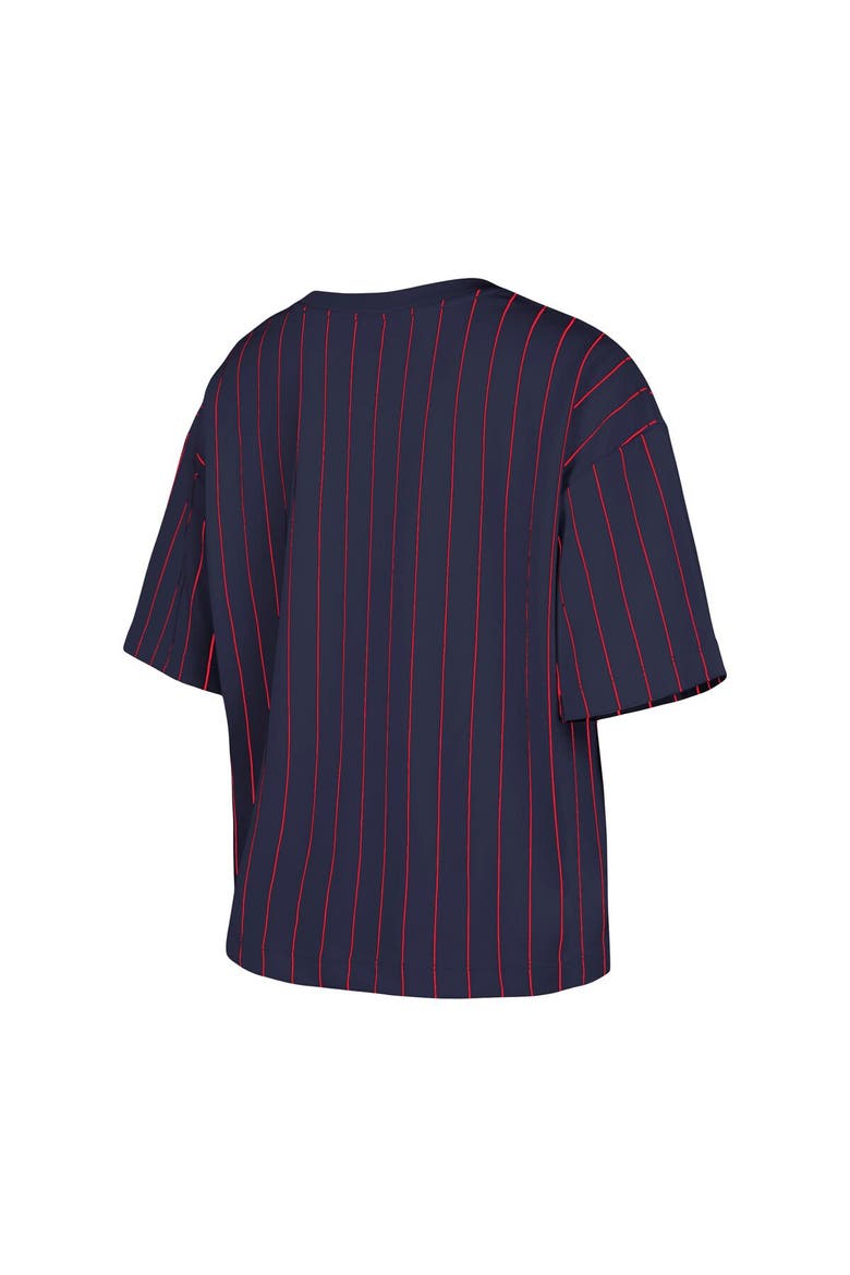 Women's New Era Navy Boston Red Sox Boxy Pinstripe T-Shirt, Alternate, color, Navy