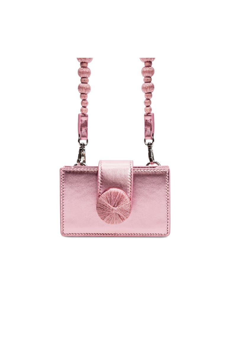 Alessa Metallic Pink Card Holder, Alternate, color, Metallic Pink