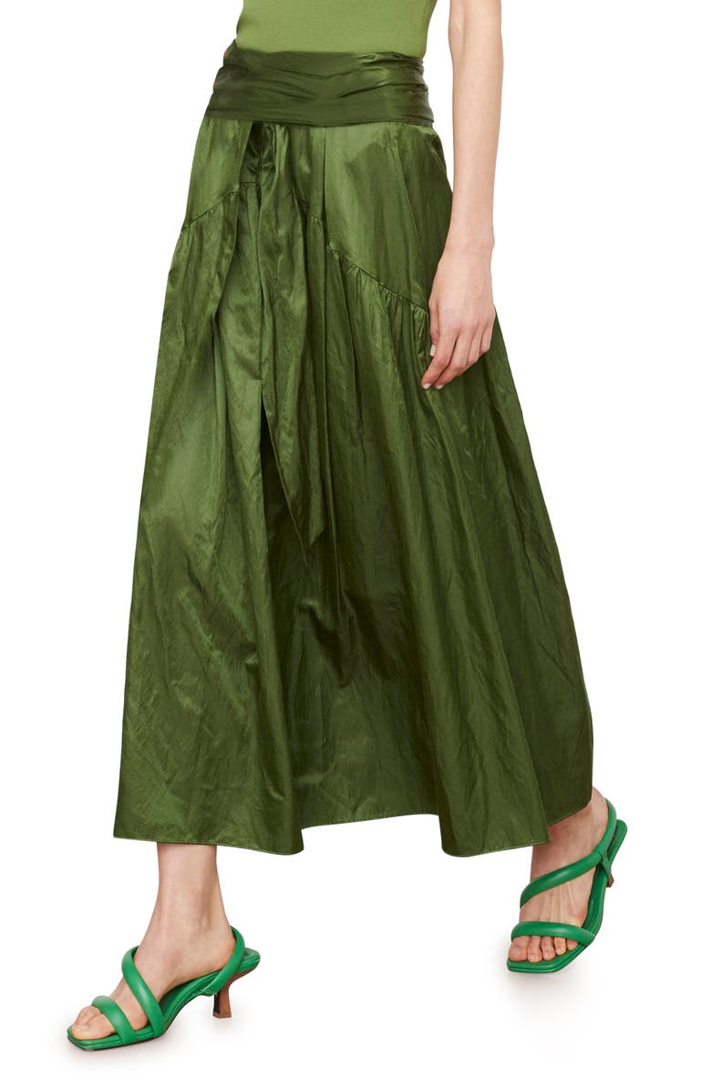 Vince Metallic Cotton Blend Skirt, Alternate, color, Herb