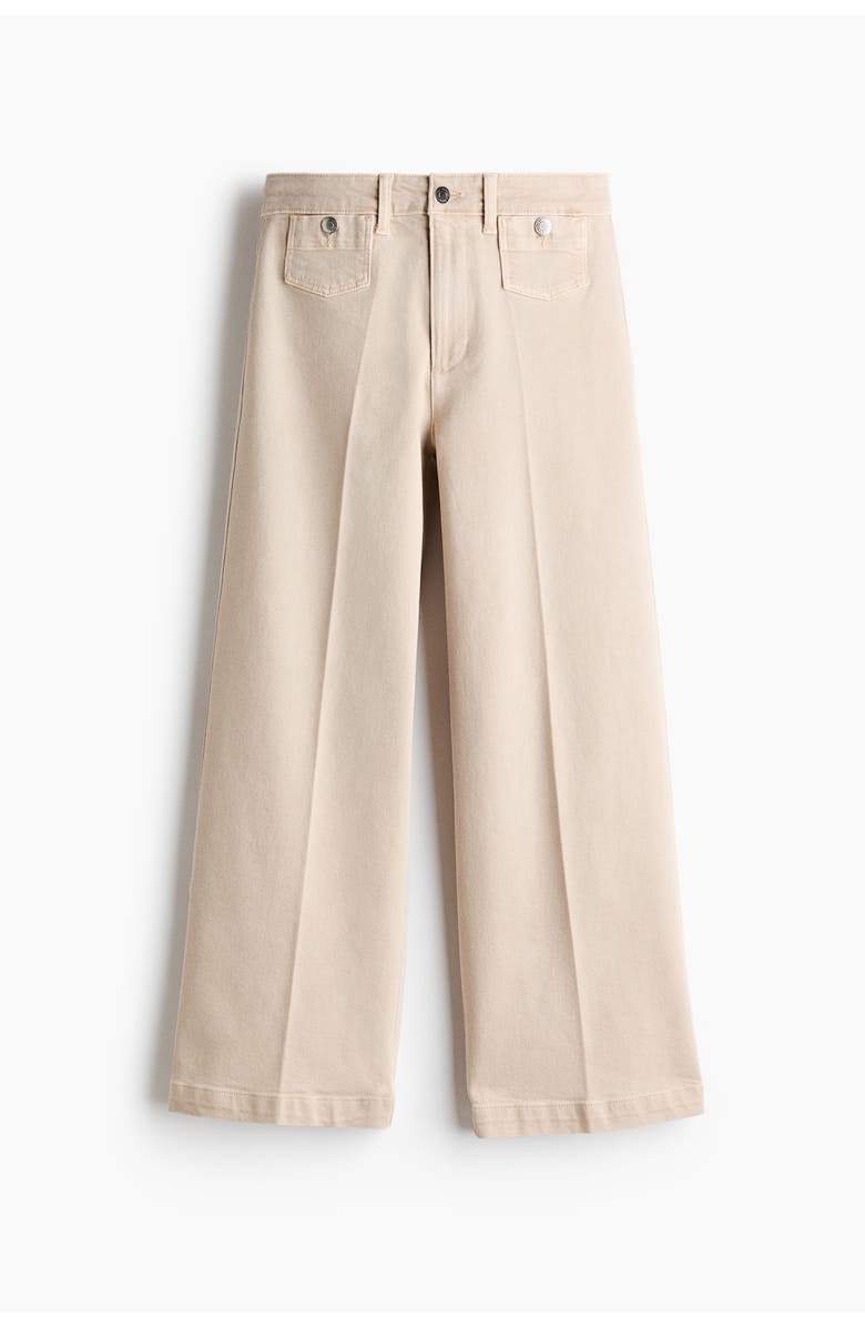 H&M Wide High Waist Ankle Jeans, Main, color, Light Beige