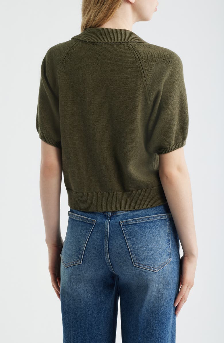 PAIGE Birch Puff Sleeve Organic Cotton Blend Polo Sweater, Alternate, color,