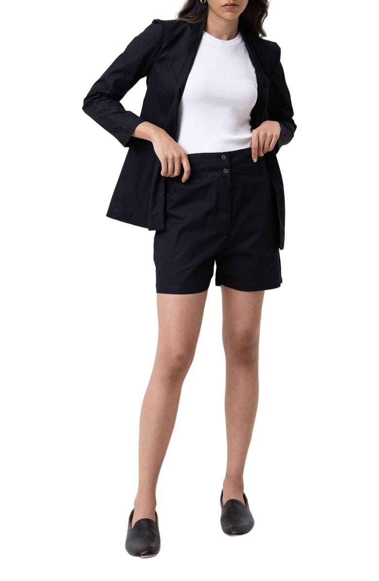 Reistor Organic Cotton Collarless Summer Blazer, Alternate, color, Black