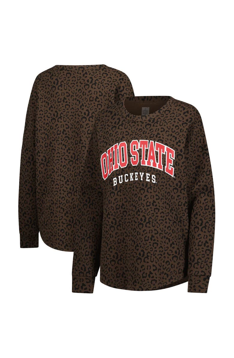 GAMEDAY COUTURE Women's Gameday Couture Brown Ohio State Buckeyes Leopard Oversized Sweatshirt, Main, color, Brown