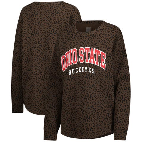 Women's Gameday Couture Brown Ohio State Buckeyes Leopard Oversized Sweatshirt