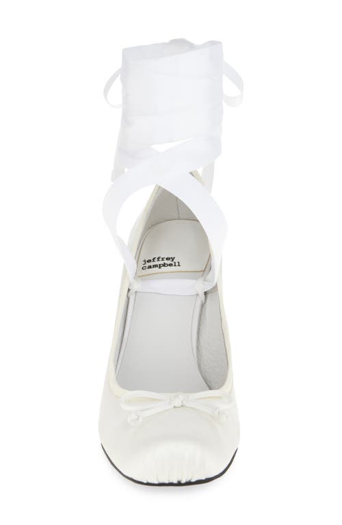 Jeffrey Campbell Nympha Ankle Wrap Pump In White Satin