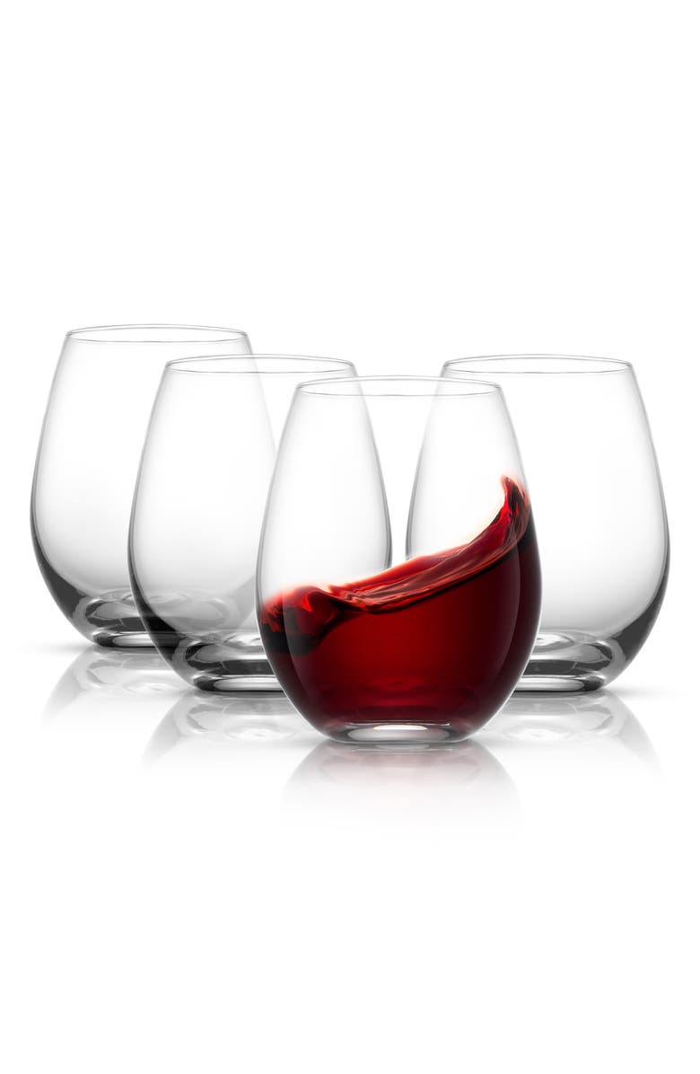 JoyJolt Spirits Set of 4 Stemless Wine Glasses, Alternate, color, Clear