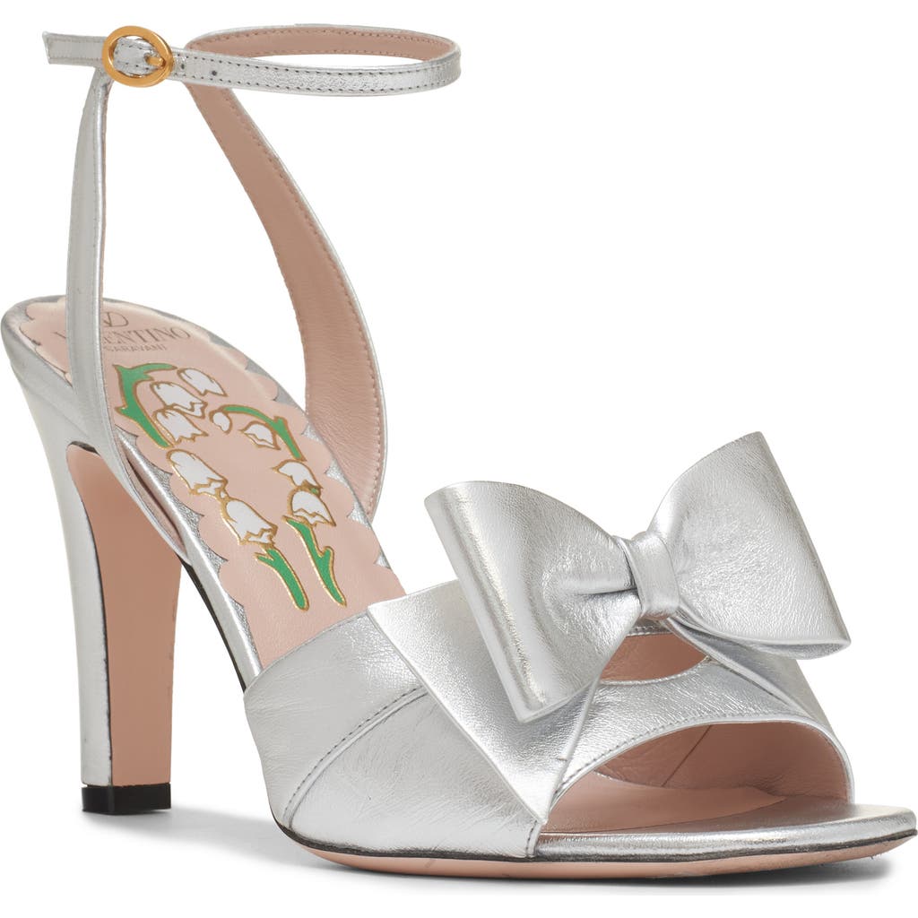 Valentino Bowow Metallic Leather Sandals