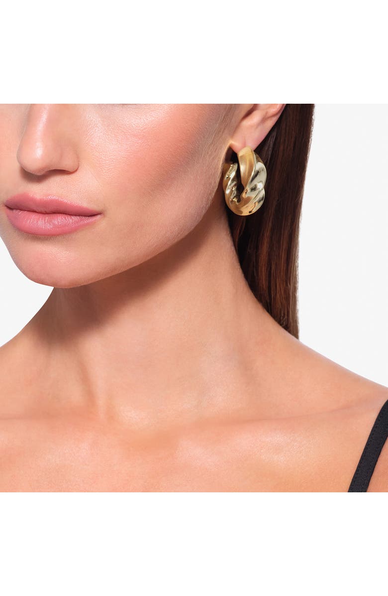 LANA 14K Gold Wide Twisted Hollow Hoop Earrings, Alternate, color, Yellow Gold