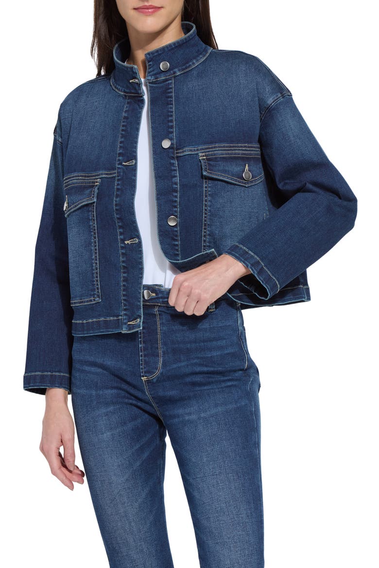 Solene Everyday Denim Jacket, Main, color, DARK MIDWASH