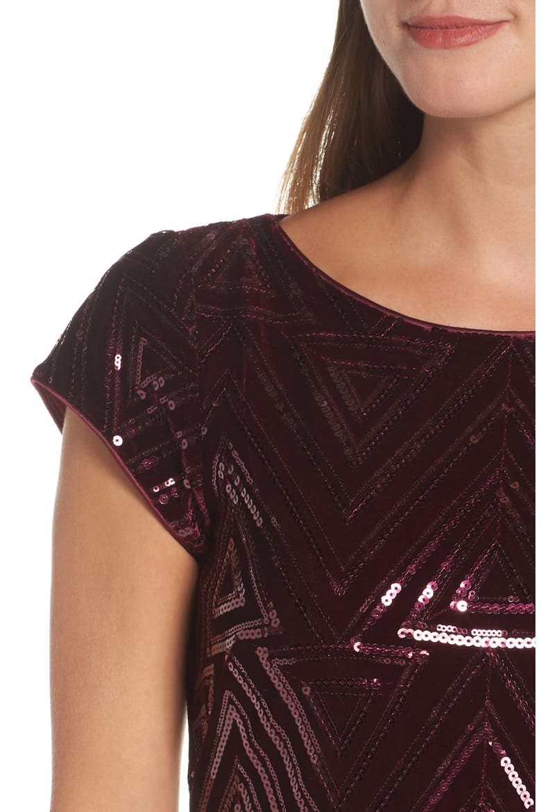Sequin Sheath Dress, Alternate, color, MAROON