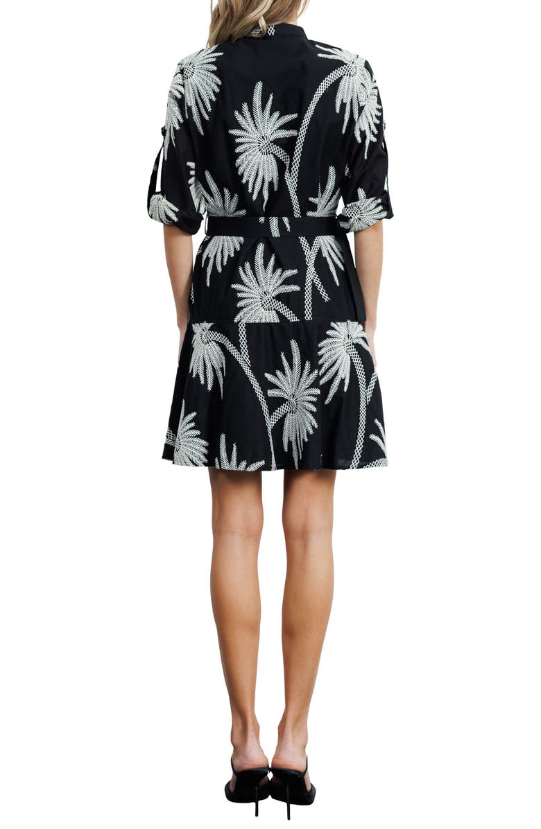 CIEBON Siobhan Embroidered Long Sleeve Belted Cotton Shirtdress, Alternate, color, Black