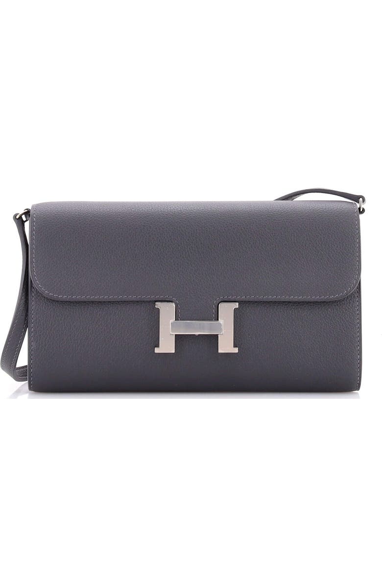 Pre-Owned Hermes Constance To Go Wallet Evercolor, Main, color, Gris Misty