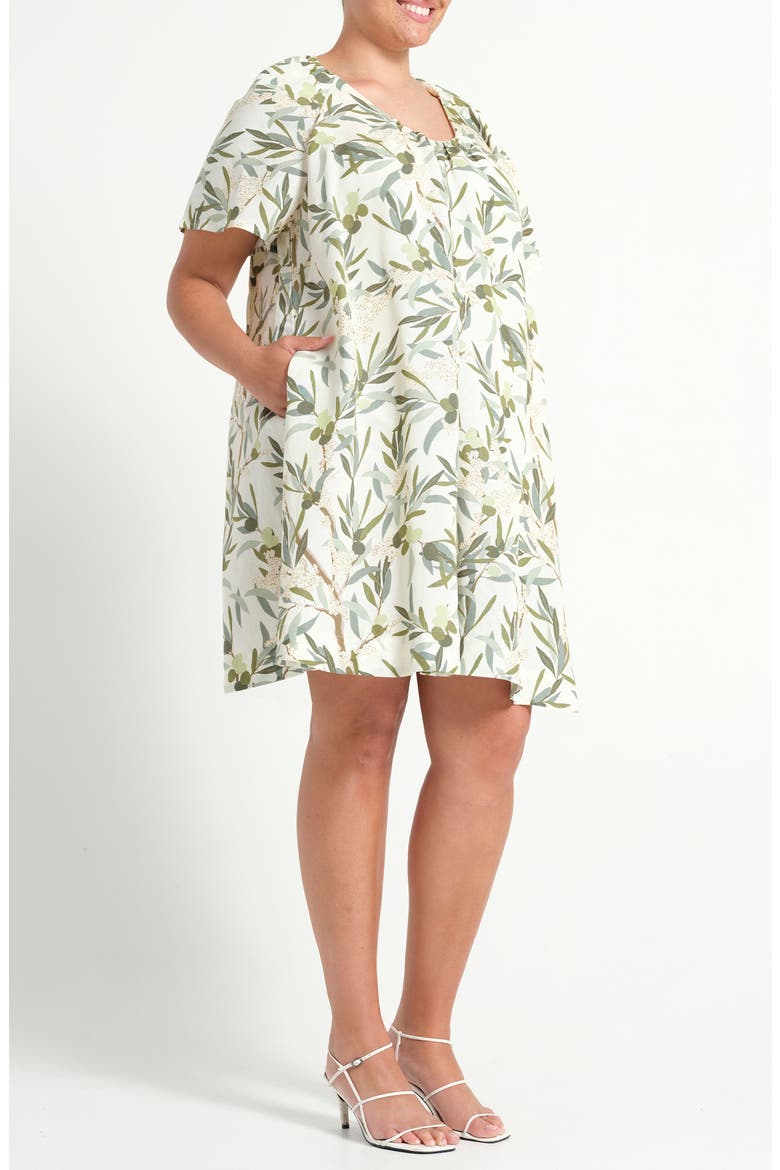 Oliviana Leaf Print Shift Dress, Alternate, color, OLEA