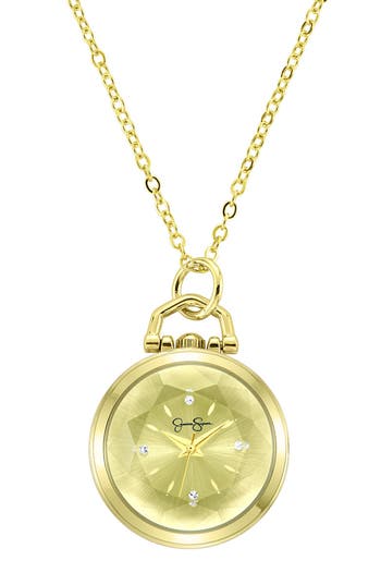 Jessica Simpson Watch Pendant Necklace In Gold