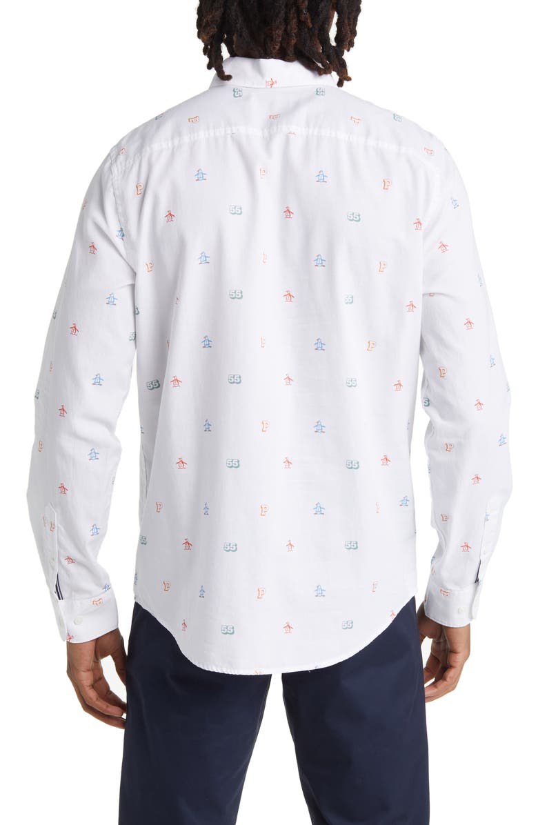 Original Penguin Mini Collegiate Print Slim Fit Oxford Button-Up Shirt, Alternate, color, 