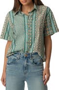 KUT from the Kloth Aida Stretch Cotton Blend Short Sleeve Button-Up Top