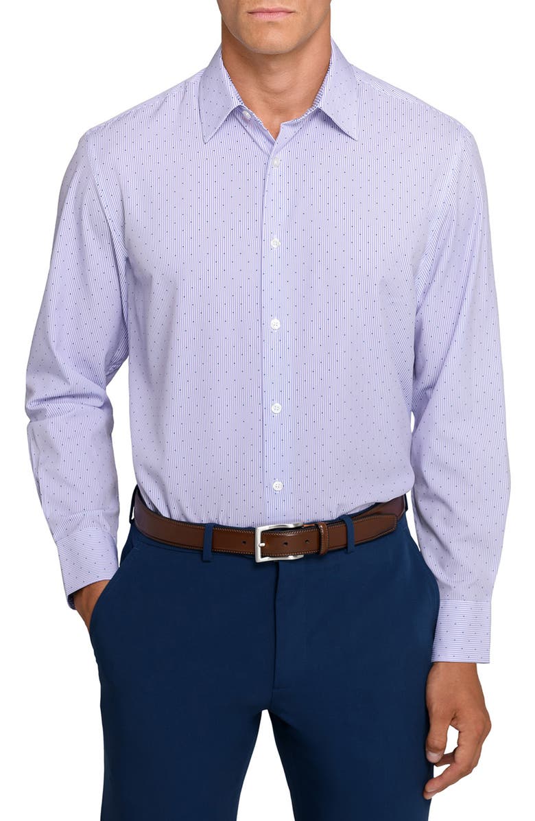 W.R.K Slim Fit Stripe Dot Performance Dress Shirt, Main, color, White/ Purple