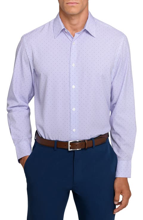 Slim Fit Stripe Dot Performance Dress Shirt