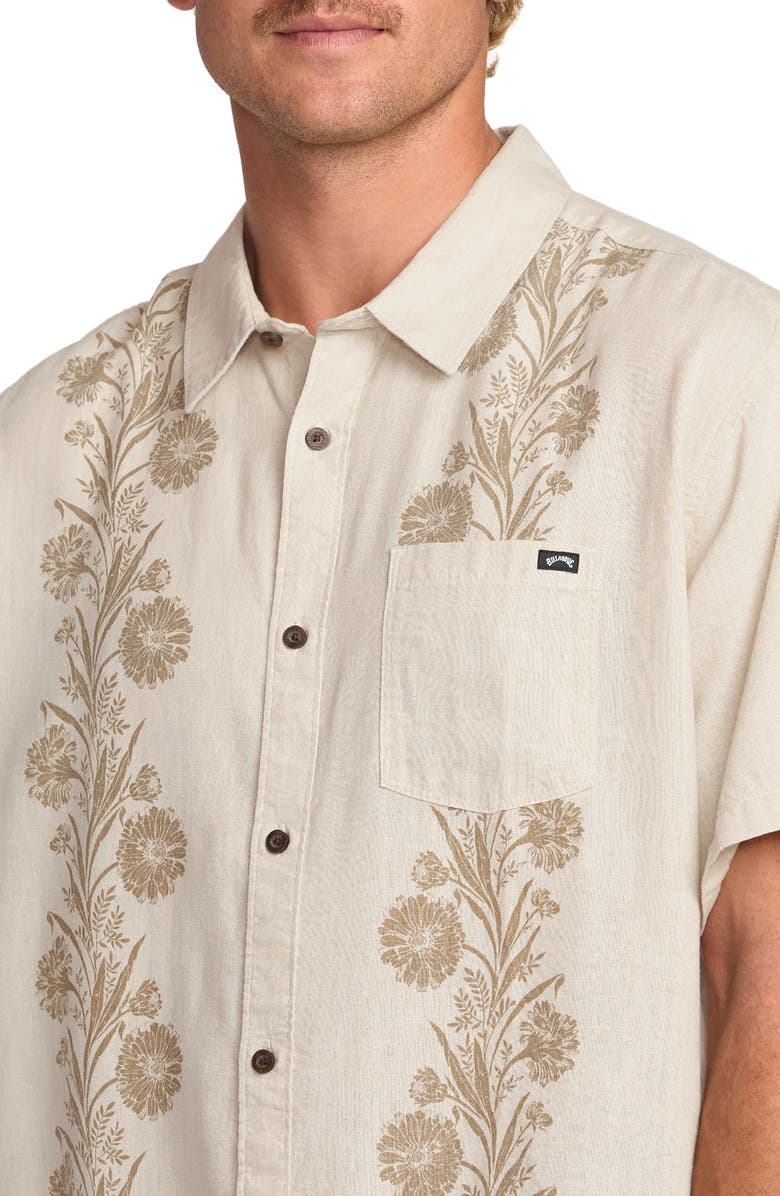 Billabong Cordoba Floral Short Sleeve Linen Blend Button-Up Shirt, Alternate, color, 