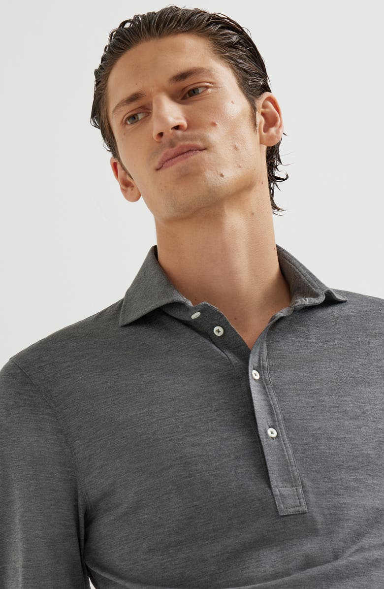 Brunello Cucinelli Jersey polo shirt, Alternate, color, Dark Grey