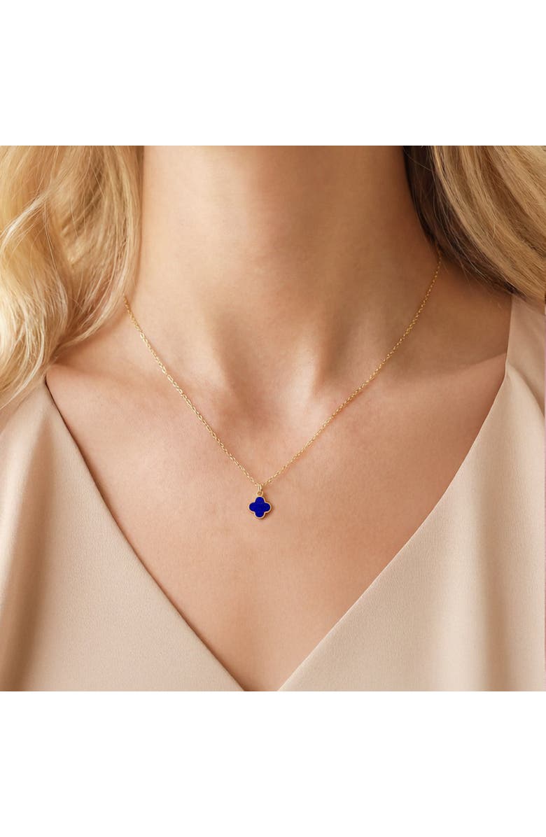 The Lovery Fine Jewelry Mini Lapis Single Clover Necklace, Alternate, color, Lapis