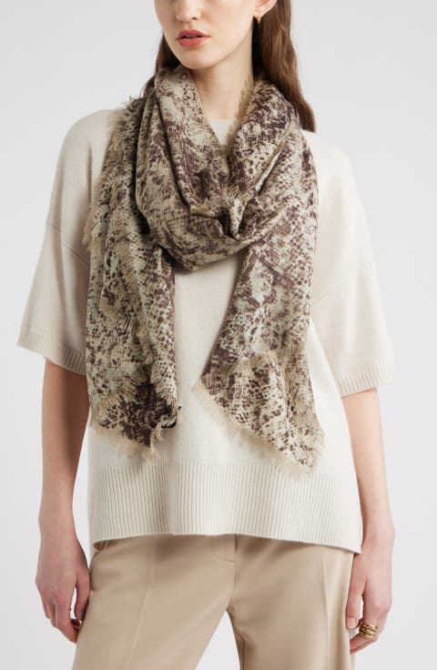 Eyelash Trim Print Cashmere & Silk Wrap