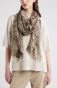 Nordstrom Eyelash Trim Print Cashmere & Silk Wrap