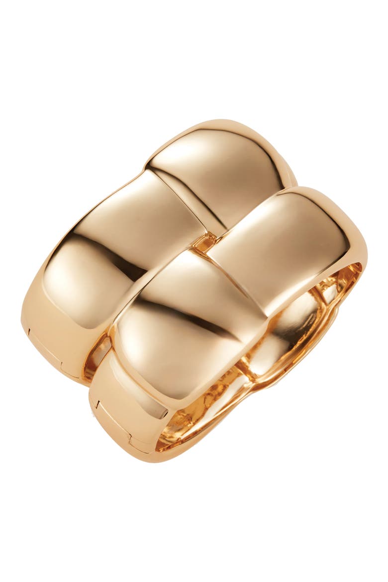 Mega Woven Square Bangle, Main, color, HIGH POLISH GOLD