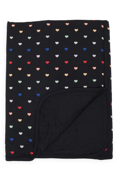 Midnight Rainbow Heart Baby Blanket