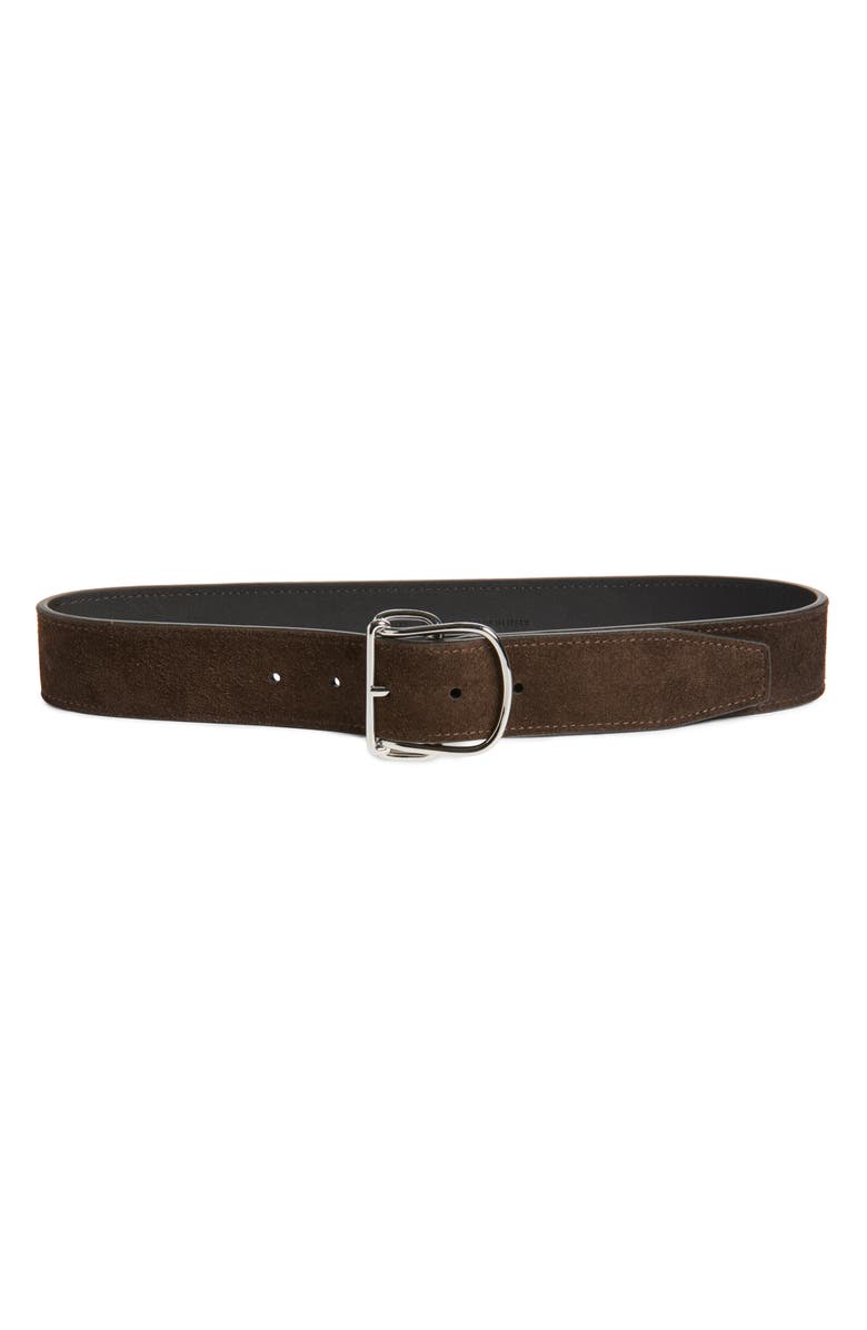 TOTEME Swirl Suede Belt, Main, color, Pepper 273