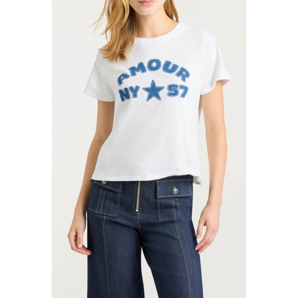 Cinq À Sept Amour 57 Appliqué Cotton Shrunken Tee In White