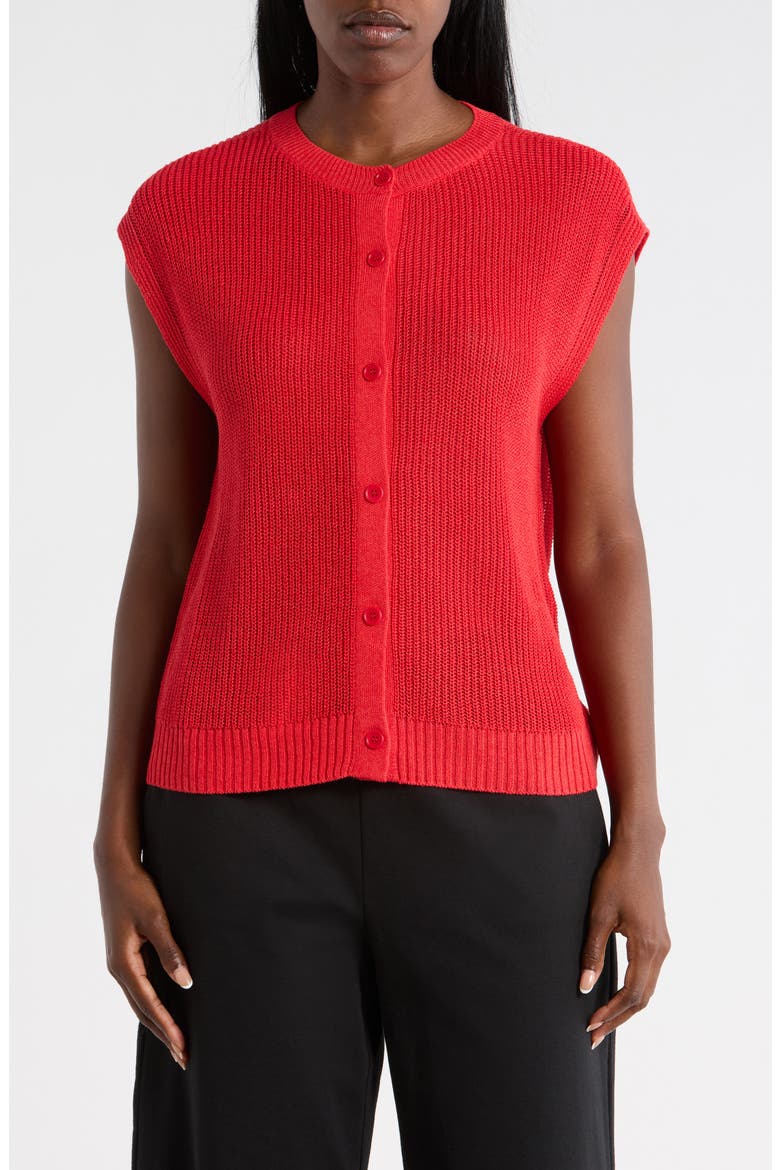 Organic Linen & Organic Cotton Sweater Vest, Main, color, CHERRY