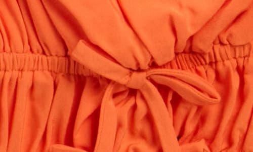 Walking On Sunshine Kids' Bow Front Shirred Peplum Top In Orange