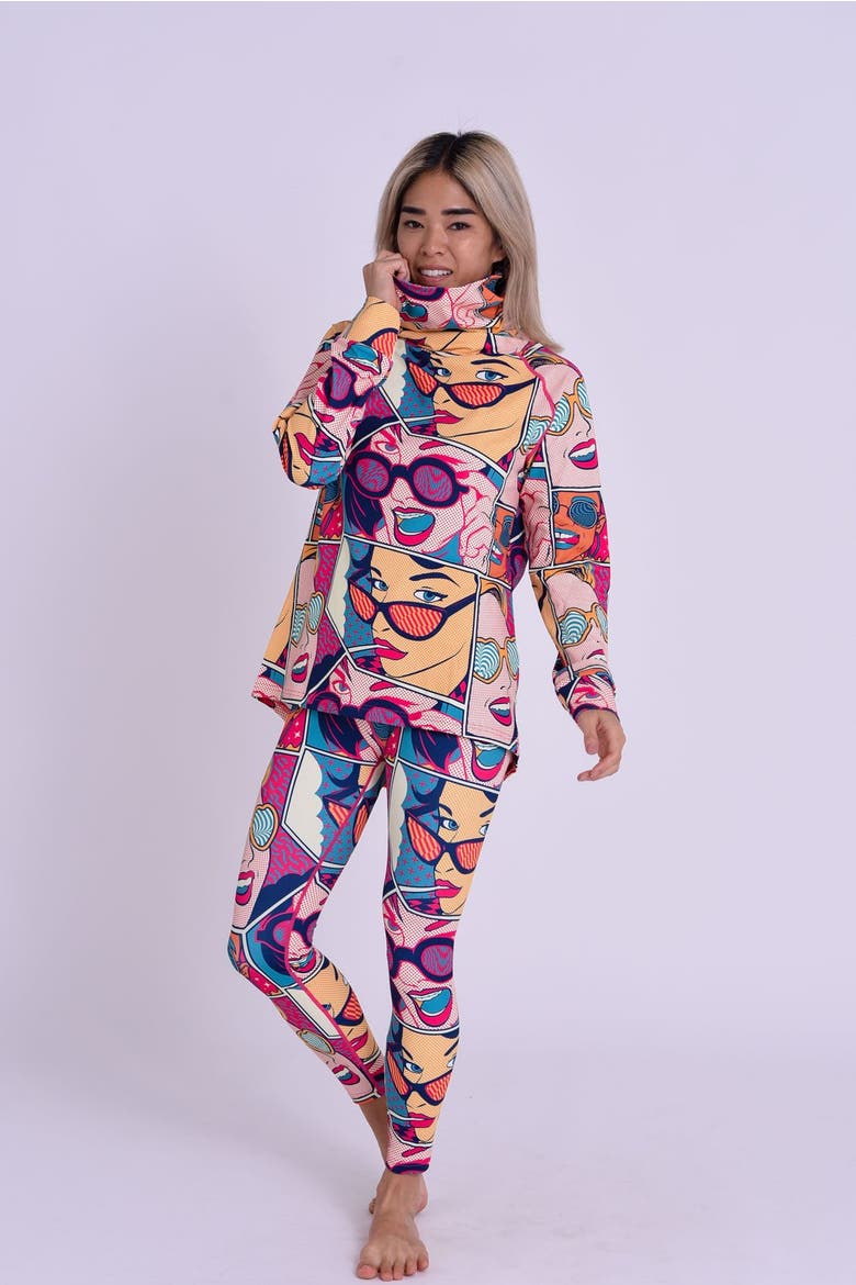 Baselayer Leggings  - Comic Book Candy Women's, Alternate, color, multi-colour