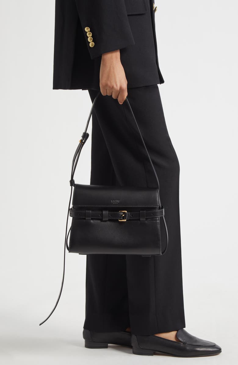 Moschino Small Tie Me Leather Shoulder Bag, Alternate, color,