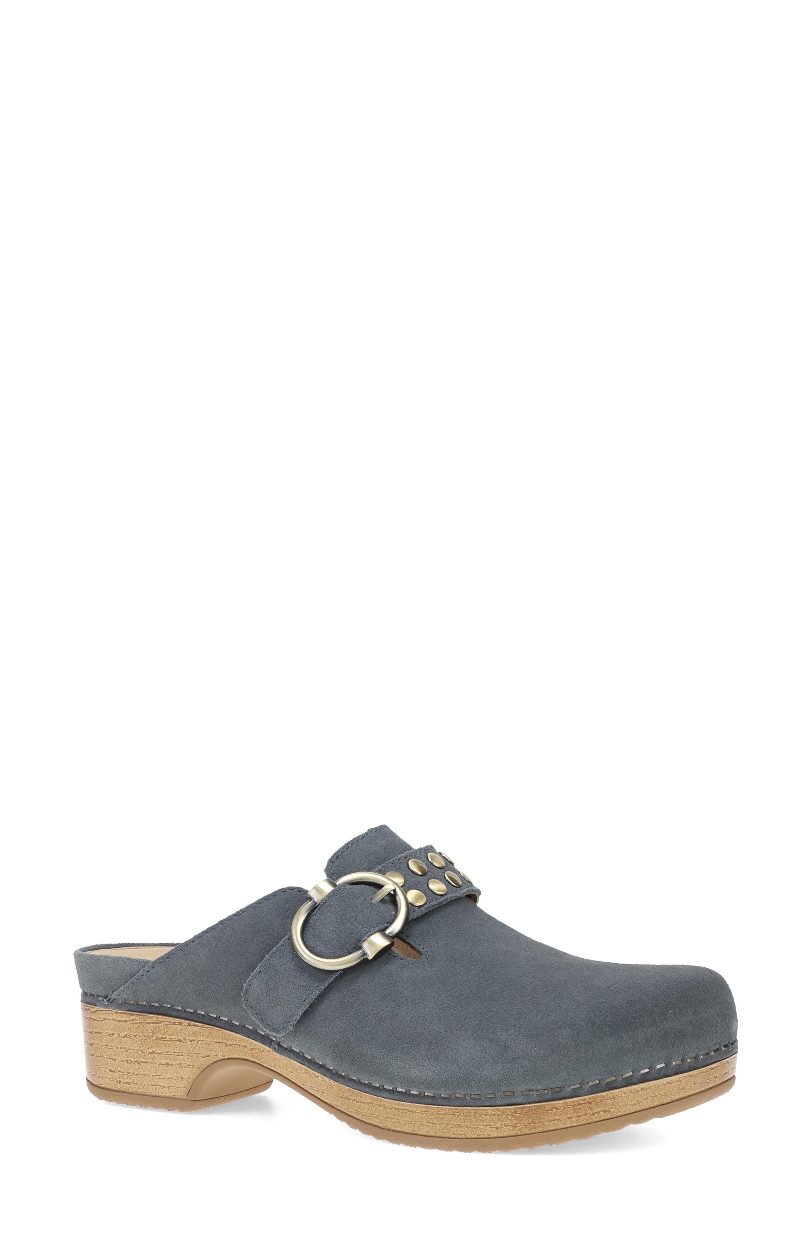 Branson Studded Platform Clog, Main, color, DUSTY BLUE SUEDE