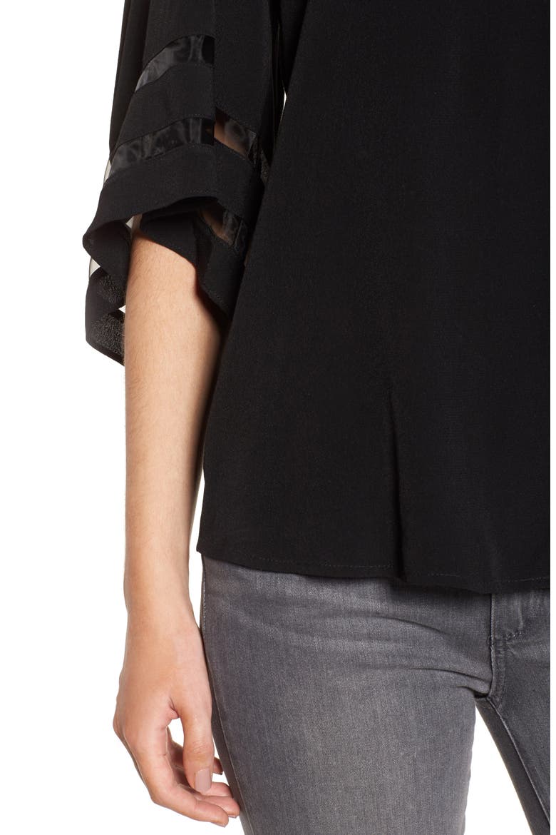 Illusion Sleeve Top, Alternate, color, BLACK