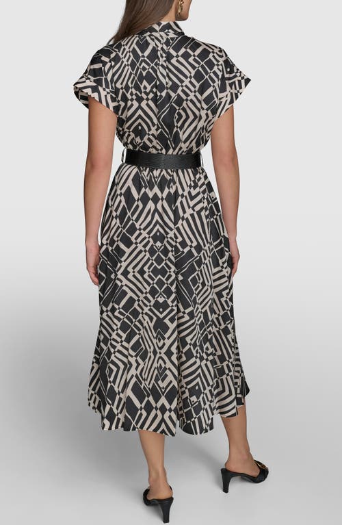 Donna Karan New York Print Belted Midi Dress In Black